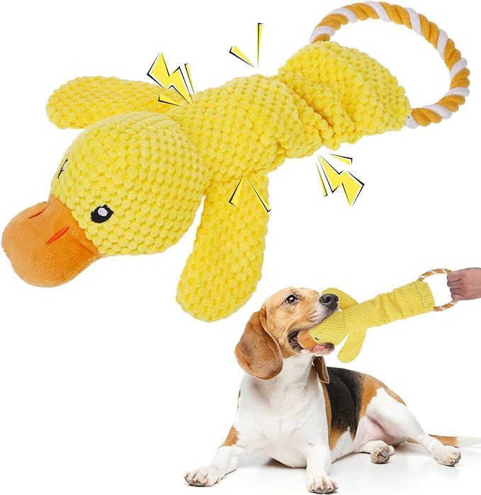 Mihachi Squeaky Dog Toys, Plush Stuffed Puppy Toys with Crinkle Paper-Tug of War Dog Toys for Small, Medium and Large Dogs Duck Interactive Squeaky Pet Toys to Keep Them Busy, Cute Duck