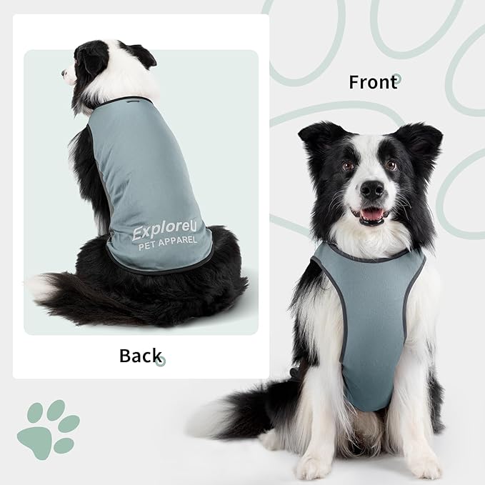 Dog Shirt, Cooling Vest Lightweight Breathable, Dog T-Shirts All-Season UV Protection Pet Clothes Quick Dry Soft Stretchy Pet Shirt Vest for Small Medium Large Dogs (Misty Glade 1PC, Large)