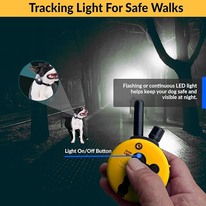 E-Collar ET-300 Mini Educator Remote Dog Training Collar – 1/2 Mile Waterproof, Premium Finger Clicker Trainer, 100 Stimulation Levels + Vibration + Light + Sound – 1 Dog Small to Medium, Yellow