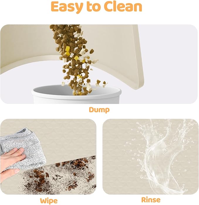 Dog Food Mat, Extra Large 51" x 25.6" Silicone Pet Feeding Mat with Raised Edge Pet Placemat for Small, Medium, and Large Pets Non-Slip, Easy to Clean (Beige)
