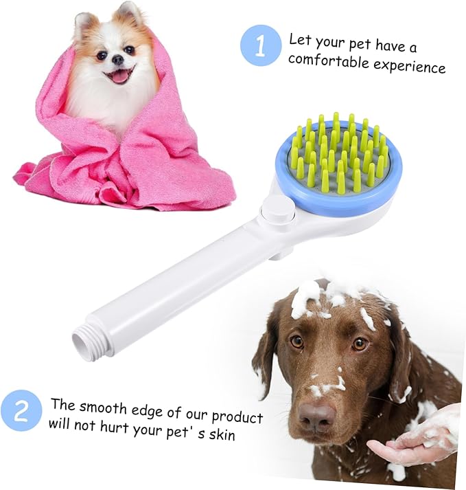 INOOMP Pet Shower Scrubber Brush with Massage Function and Hose Sprinkler for Bathing Dogs and Cats of All Hair Lengths Comfortable Grooming Tool for Pets