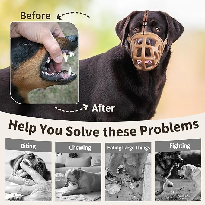 Mayerzon Dog Muzzle, Breathable Basket Muzzles for Small, Medium, Large and X-Large Aggressive Dogs Beagle German Shepherd Doberman, Cage Mouth Guard Stop Biting Chewing for Grooming Training