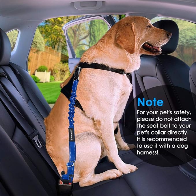 URPOWER 3-in-1 Dog Seat Belt for Car, 2 Pack Adjustable Bungee Dog Car Harness with Seatbelt Buckle & Latch Hook, Reflective & 360° Swivel Heavy Duty Pet Safety Belts for Dogs and Cats