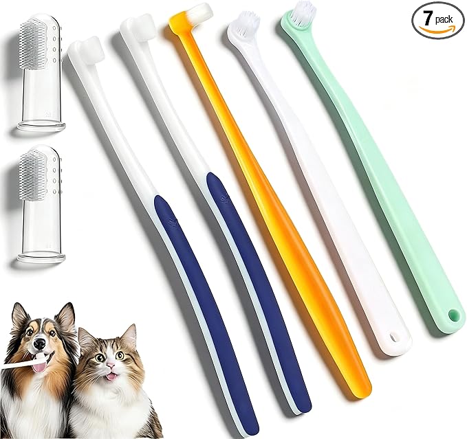 5Pack Ultra Soft Pet Toothbrush for Small Dog & Cat Toothbrush Set with 2 Finger Brushes - Soft Bristles for Gentle Pet Dental Care, Teething & Gingivitis Prevention for Puppies & Kittens