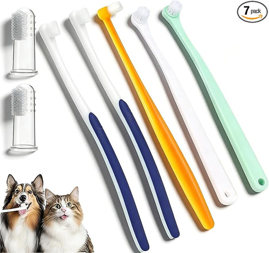5Pack Ultra Soft Pet Toothbrush for Small Dog & Cat Toothbrush Set with 2 Finger Brushes - Soft Bristles for Gentle Pet Dental Care, Teething & Gingivitis Prevention for Puppies & Kittens