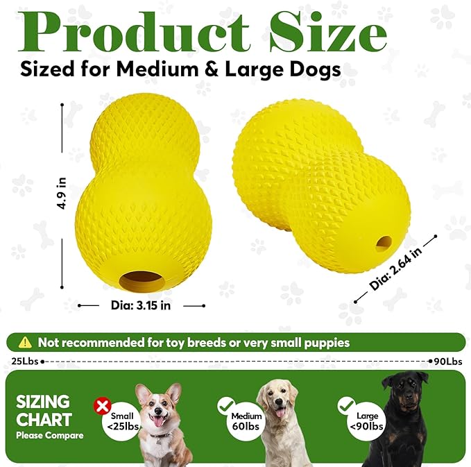 Kimee Natural Rubber Dog Chew Toy, Tough Gourd Dog Toy for Aggressive Chewers, Milk-Scented Interactive Dog Toy for Medium & Large Dogs to Chew, Tug & Fetch