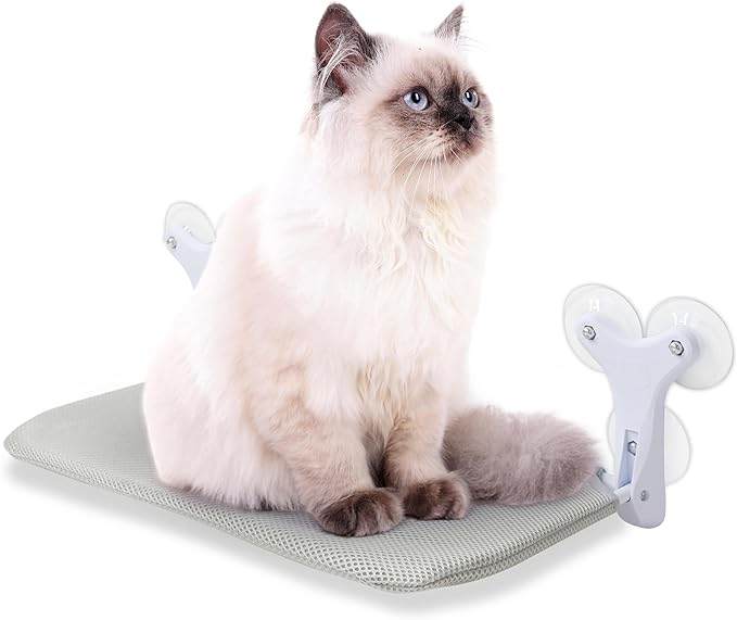 Cordless Cat Window Perch, Foldable Window Hammock with 6 Strong Suction Cups, Window Cat Bed for Indoor Cats