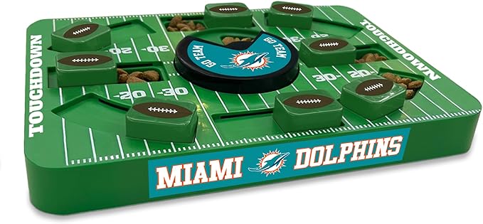 Pets First NFL Miami Dolphins Large Puzzle Toy, New Size, Interactive Dog Treat & Slow Feeding Toy