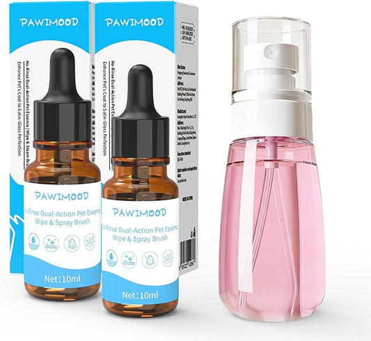 2 Pack No-Rinse Coat Care Essence for Dogs & Cats | Includes Fine Mist Spray Bottle (60ml/2oz Refillable) to Nourish & Shine | Conditioning Formula Soothes Skin, Pomegranate Scent (Pink)