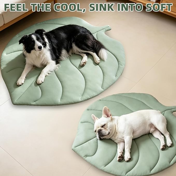 PUPTECK Dog Cooling Mat, 37”x33” Reversible Pet Self-Cooling Bed for Dogs, Thick & Soft Pet Cool Blanket Crate Kennel Pad, for Summer Indoor Outdoor, Green M