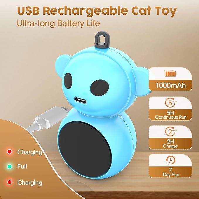 Interactive Cat Toys for Indoor Cats: 2 in 1 Cat Toy with Automatic Flying Bird & Mouse Wand, Smart Motion Mode Adjustable Speed, USB Rechargeable Safe for Bored Kittens and Adult Cats