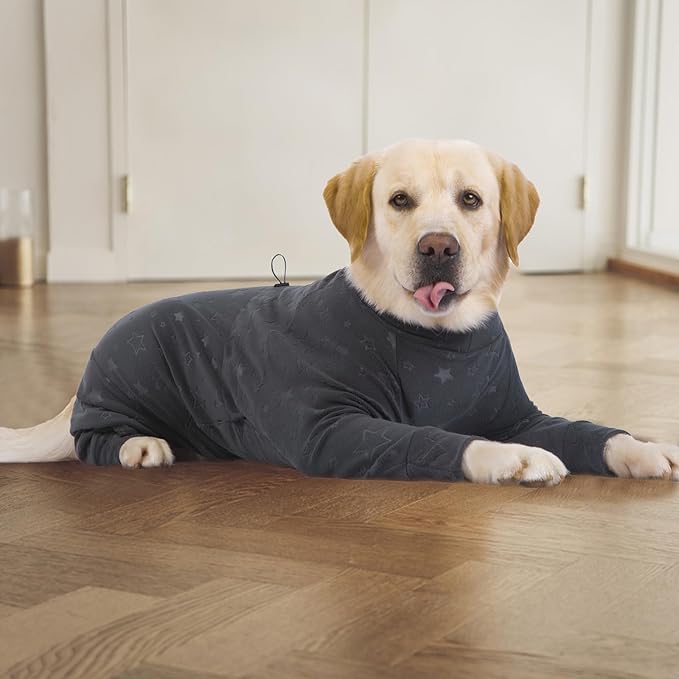Dog Coats Autumn Winter Jumpsuit for Large Medium Dogs, Warmer Recovery Suit Polar Fleece Dog Bodysuit Lightweight Pajamas Pullover Stretchy Onesie Four-Legged Cold Weather Clothes(6XL, Grey)