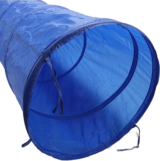 Foldable Dog Agility Tunnel for Training & Play, Sturdy Oxford Fabric, Portable with Carry Bag, 50x300cm Blue Pet Exercise Tunnel