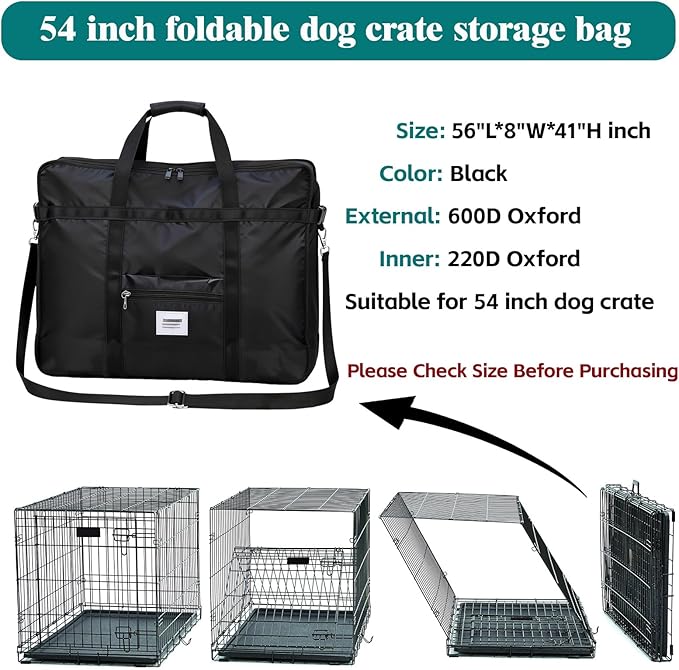 Dog Crate storage bag, 54 inch Heavy Duty waterproof Dog Travel Storage Bag with handles for Foldable Wire Crates & Pet Supplies