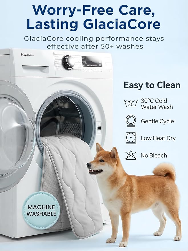 Dog Cooling Mat for Extra Large Dogs, 48"x30" Breathable Self Cooling Crate Mat for Dogs & Cats, QMAX>0.5 Portable Washable Pet Cooling Mat for Dog Bed, Thickened Cool Fiber Indoor/Outdoor Summer,Grey