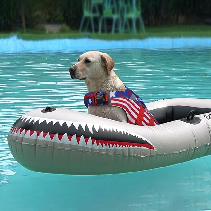 Kuoser Dog Life Jacket with Reflective Stripes, Dog Life Vest for Swimming Boating, Adjustable Pet Lifejackets with High Flotation, Doggie Swimsuit for Small Medium Large Dogs