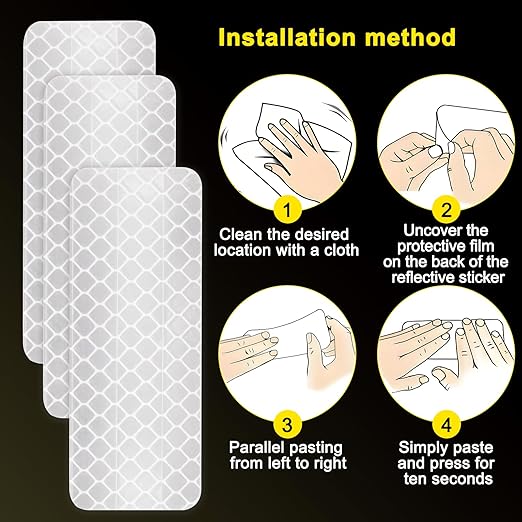20PCS Night White Reflective Tape,Mailbox Reflectors,Can Be Used as Helmet Stickers and Tape,Applicable for Bikes,Pets and Gear,Enhancing Nighttime Safety