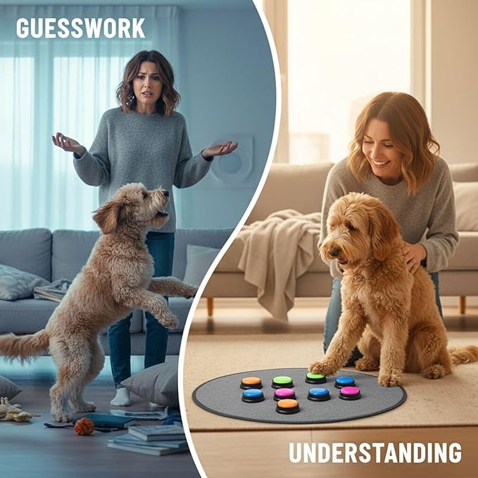 4 Pcs Dog Talking Buttons for Communication, Recordable Pet Training Voice Command Buzzers, 3.1 in Sound Button Box for Pets, Easy One-Touch Voice Recording and Response Training Tools