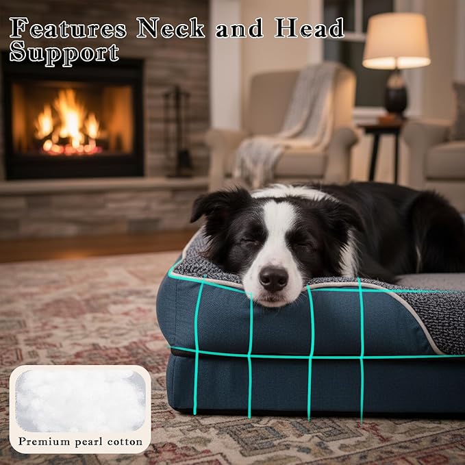 Orthopedic Dog Bed for Small Dogs, Waterproof Dog Bed with Memory Foam, Washable Pet Bed for Medium Sized Dog, Non-Slip Support for Joint Health