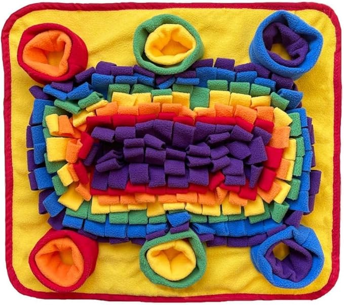 Interactive Dog Snuffle Mat for Mental Stimulation and Enrichment for Dogs, Pigs, Rabbits, and Other Pets (Rainbow)