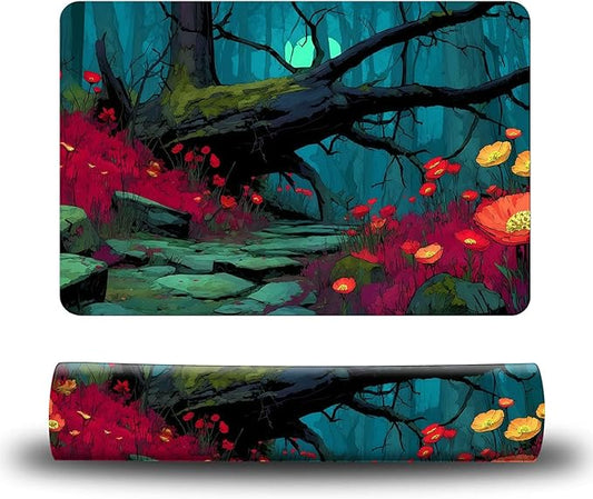 Dog Food Mat, 19.6" x 23.6" Absorbent Pet Feeding Mat for Food and Water, Waterproof Diatom Mud Pet Placemat with Non-Slip Rubber Backing, Cat Bowl Mat for Floors - Red Flower Branches