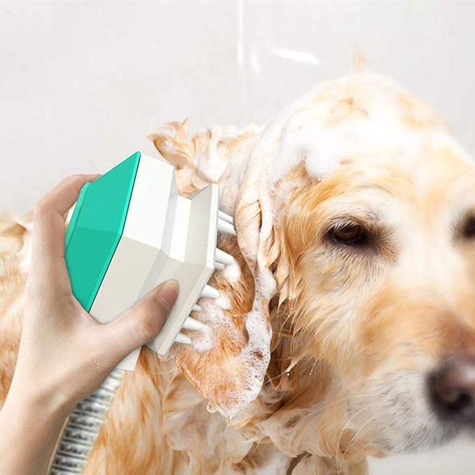 Dog Shower Sprayer Head Attachment Pet Grooming Combing Sprayer,Water Sprinkler Massaging Brush Nozzle for Dogs and Cats,Multi-Function Pet Shower Head for Dog Home Cleaning Bath