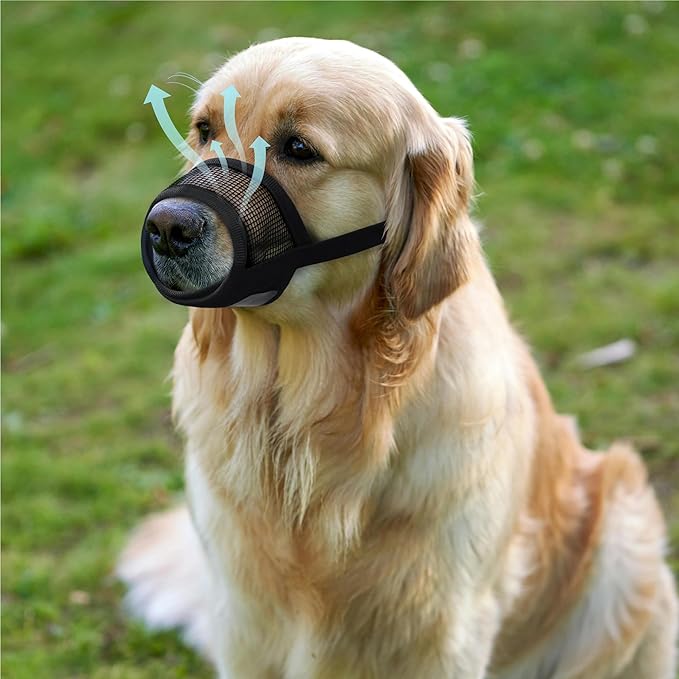 Evollax Dog Muzzle Medium Sized Dogs - Soft Muzzle for Medium Sized Dog with Air Mesh | Adjustable Mussle to Stop Biting Barking and Chewing | Allows Panting and Drinking