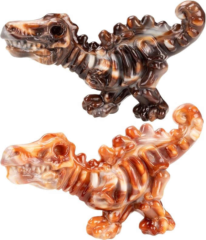 2 Pack Tough Nylon Dog Toys for Aggressive Chewers – Heavy Duty Dinosaur Chew Bones for Large Dogs (20–90 lbs), Bacon Flavor, Long-Lasting Power Chewer Toys to Keep Dogs Busy