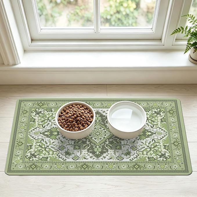 Pet Feeding Mat for Floors Waterproof Dog Mat for Food and Water Absorbent Quick Dry Non Slip mat for Cat Bowls