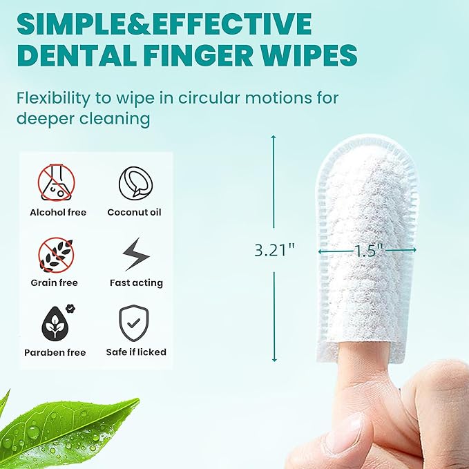 MEDUWEDU Dental Care Finger Wipes 60 Counts,Teeth Cleaning Finger Wipes for Dogs & Cats,Reduces Plaque & Supports Oral Freshness, Unscented