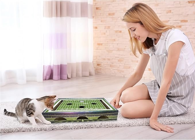 Pets First NCAA Iowa State Cat Scratcher Box, Game Day Cat Toy, NCAA Football Field Designed Cat Scratcher and Lounge, Stimulating Cat Game