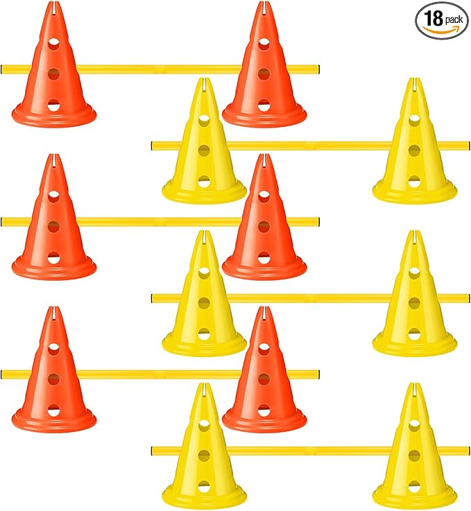 Dog Agility Hurdle Cone Set Dog Agility Course Backyard Set with Height Adjustable Include 12 Cones 6 Rods Training Equipment for Pet Obstacle Course Outdoor Games(Yellow, Yellow)