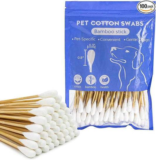 6 Inch Large Cotton Swabs for Dog Ear Cleaning - Extra Long Handle Dog Ear Swabs, Soft & Absorbent Big Cotton Tips, Perfect for Pet Care & Daily Grooming (100 Pcs)