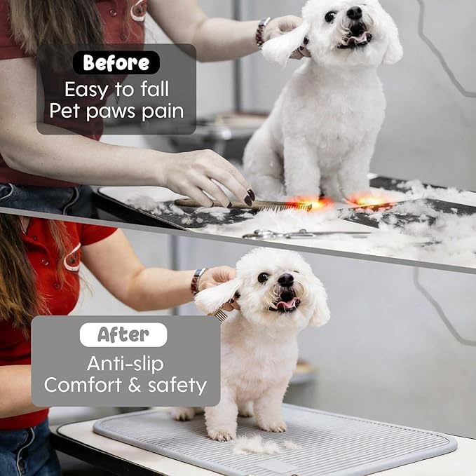 Dog Grooming Table Mat Pad Non Slip，Silicone Durable Premium Non-Slip Dog Bath Mat，Slip Mat - Bathing Mat for Pets，22.45inchX15.75inch (Grey)