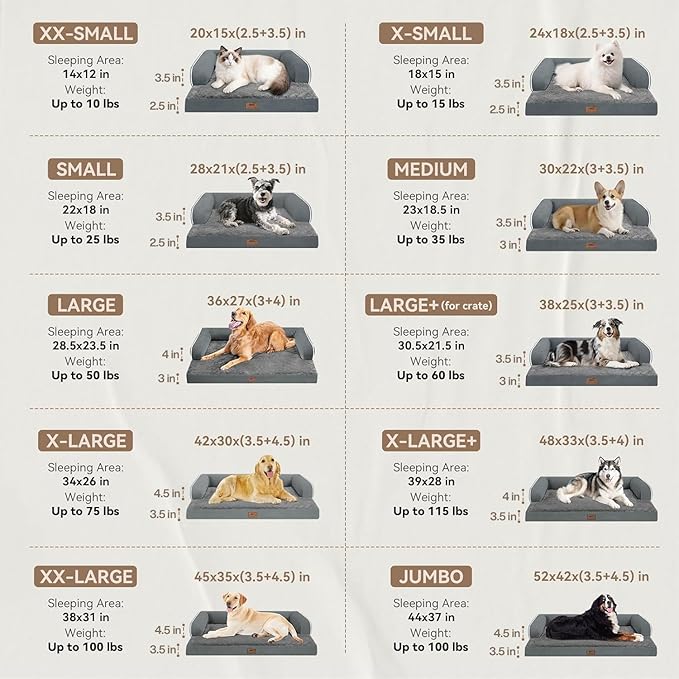 Extra Large Dog Bed-Orthopedic Waterproof XL Dog Bed for XLarge Extra Big Dogs - Foam Couch Sofa Washable with Removable Cover-Dark Grey