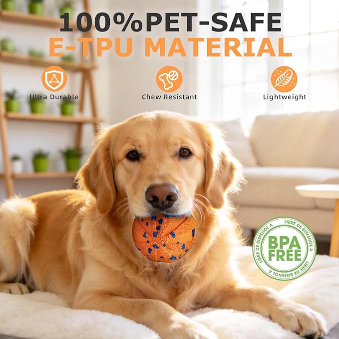 Interactive Dog Toys Ball, 3 Play Modes with Colorful Lights, Automatic Moving, Bouncing, E-TPU Material, Suitable for Large and Medium-Sized Dogs, Used for Boredom Relief and Daily Training