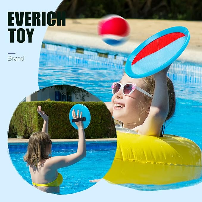 Toss and Catch Ball Game Set, Upgraded Sticky Paddle Ball Set for Kids & Toddlers, Sturdy & Water-Resistant Outdoor Backyard Beach Pool Toy, Birthday Gift for Boys Girls Ages 3-12