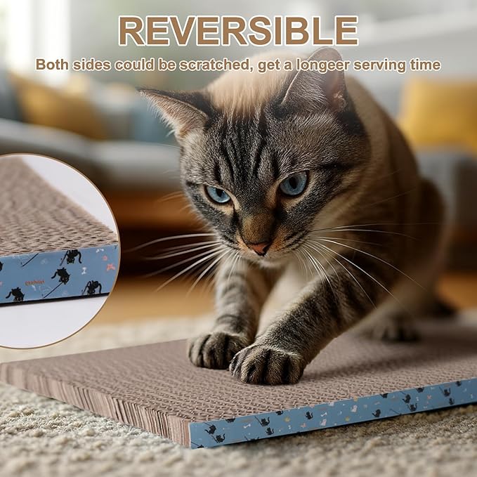 Cat Scratcher Pads, Cat Scratching Cardboard for Indoor Cats 14″Lx10.6″Wx0.6″H Dual-Side Corrugated Cats Scratching Post Reusable Supplies (1PCS)