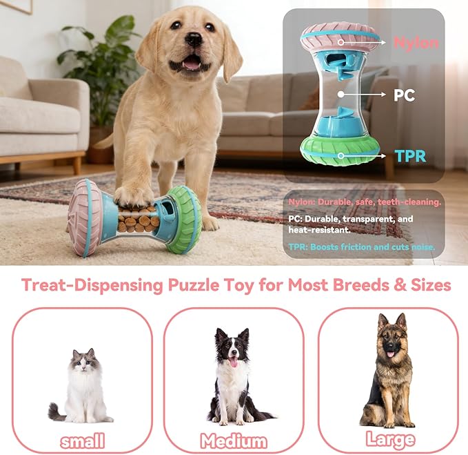 MateeyLife Interactive Dog Toys, Durable Dog Enrichment Toys to Keep Them Busy, Slow Feeder Treat Dispensing Dog Toys, Adjustable Dog Puzzle Toy, Reduce Boredom