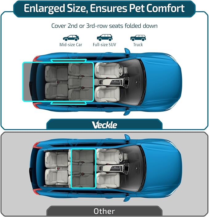 Veckle SUV Cargo Liner for Dogs with Side Flaps, Large (54" x 93") Water Resistant Trunk Cover, Non-Slip Pet Area Protector with Bumper Flap, Universal Fit for SUVs Sedans Vans, Paw Print