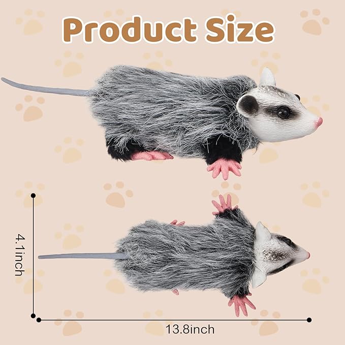 Gemscream Realistic Opossum Dog Toy Plush Squeaky Toy for All Dogs Stuffed Animal Interactive for Cuddling Playing Puppy Teething Chewing to Keep Them Busy Best Birthday Gift