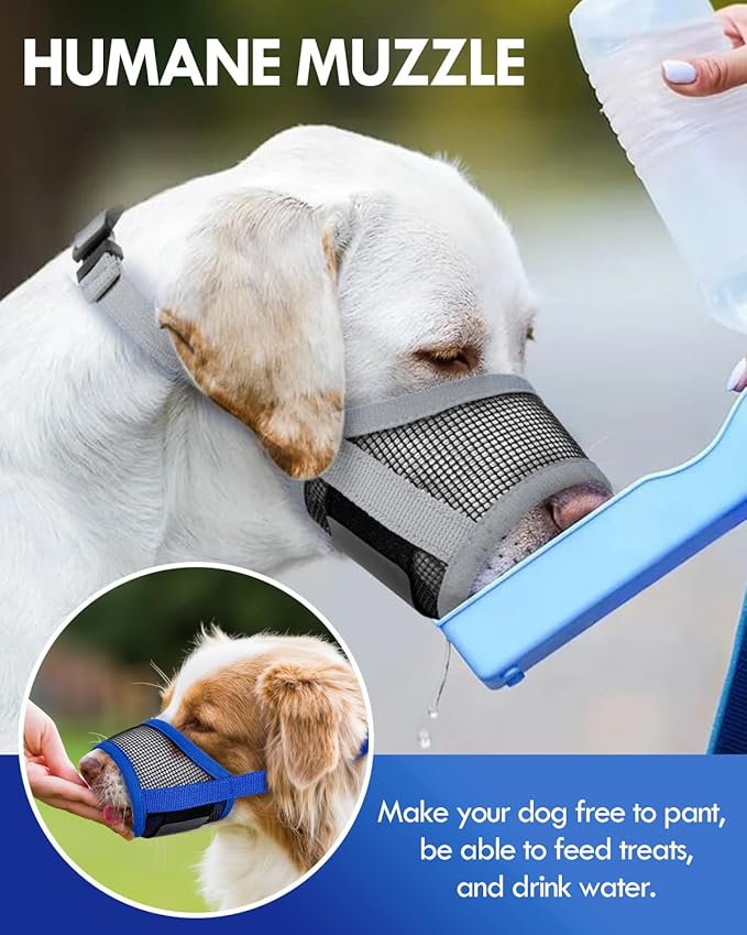 Dog Muzzle, Soft Air Mesh Muzzles for Extra Large Dogs, Breathable Dog Mussels for Scavenging Biting Licking & Barking, Adjustable Mouth Guard for Grooming, Allows Panting and Drinking (Grey,XL)