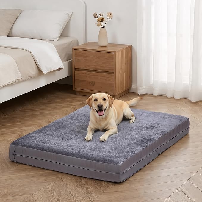 XXXL Waterproof Dog Bed for Crate, Reversible Outdoor Dog Crate Bed, Kennel Beds for Large Dogs, Waterproof, Wipeable, Anti-Slip, Washable, 53" x 36", Dark Grey