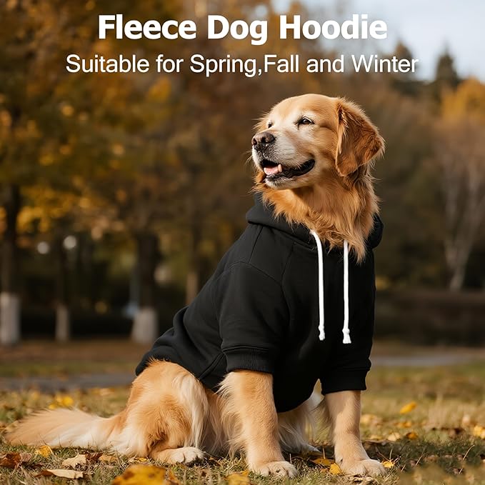 Dog Basic Hoodie Soft Dog Clothes Cold Weather Sweaters for Medium Large Dogs Cozy Fabric Warm Sweatshirt with Leash Hole for Boys (Black, X-Small (2-5 lbs))