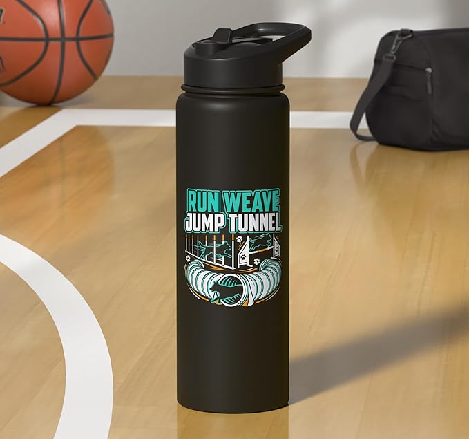 Run Weave Jump Tunnel Dog Agility Stainless Steel Insulated Water Bottle