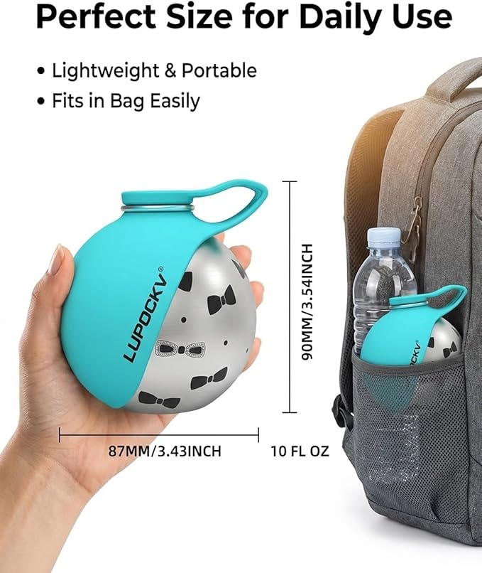 Dog Water Bottle with Bowl 2-in-1 Portable Dog Bottle Pet Travel Hydration Dispenser Container Cup Drinking Outdoor Leak Proof Built in Design Lightweight Easy Carry for Walking Hiking(Blue,1)