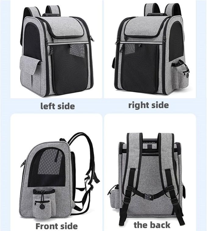 Pekaqi Cat Carrier Backpack - Expandable Airline-Approved Pet Backpack with Snag-Free Mesh, Roll-Top Cover & Storage, Fits Cats/Small Dogs Up to 18 Lbs (Hiking/Camping)