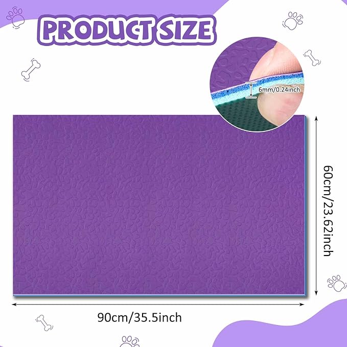 Nuanchu Extra Thick Grooming Table Mat Pad 36 x 24 x 0.24 Inches, Non-Slip PVC and Foam Pet Bathing Table Padded Mat for Grooming Pet Dogs Cat at Home(Purple)