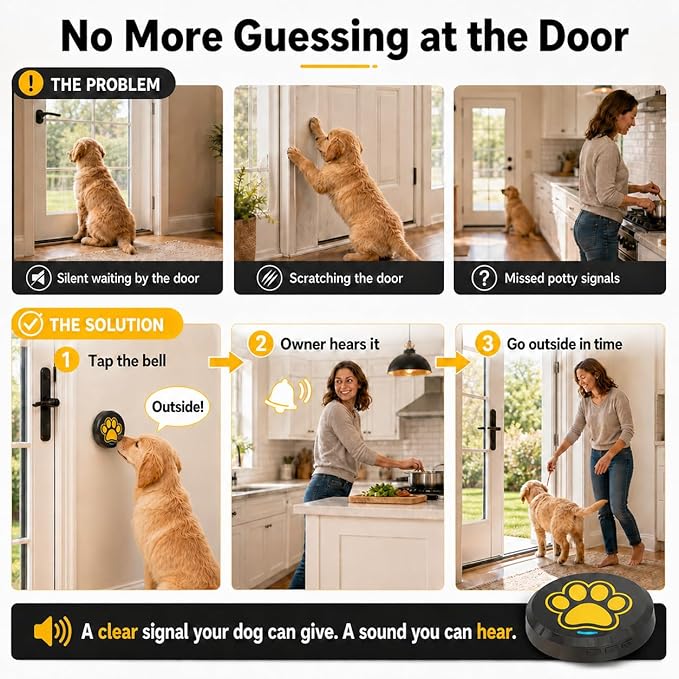 ChunHee Dog Bells to Go Outside, Touch Activated Dog Door Bell for Potty Training, Dog Bell for Door with 36 Built-in Sounds & Voice Commands, 5 Adjustable Volume Levels, Puppy Training Bell for Dogs