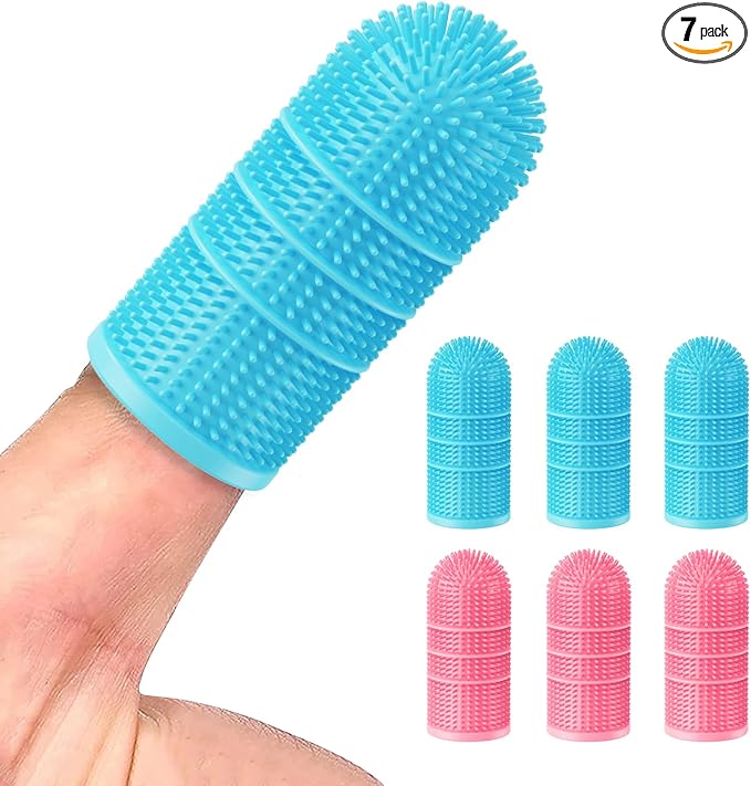 Petiepaw Dog Toothbrush,Dog Finger Toothbrush for Dog Teeth Cleaning,Dog/Puppy Tooth Brushing Kit,Cat Toothbrush with Full Surround Bristles,Finger Toothbrush for Dogs/Cats